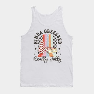 Retro Christmas Tree Kinda Obsessed Really Jolly Funny Xmas Tank Top